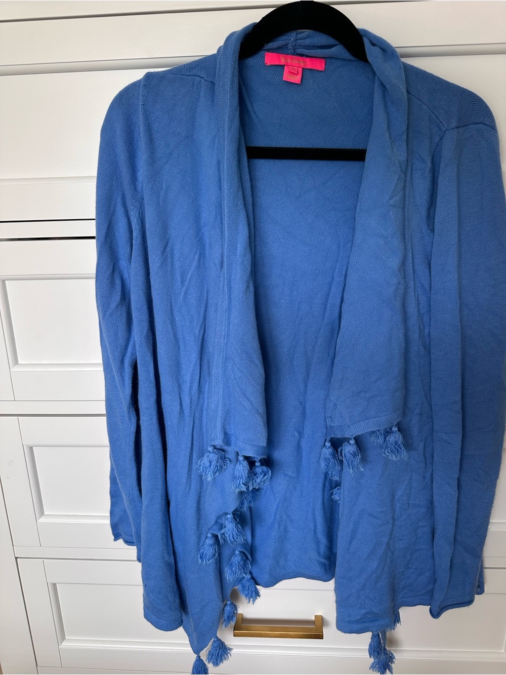 Lilly Pulitzer Blue Open-Front Tassel Sweater Cardigan